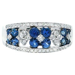 Zeghani, bague en or blanc 14 carats, saphir et diamants - ZR1871