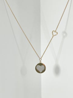 Zeghani 14K Yellow Gold .10 CTW Diamond Heart Disc Necklace