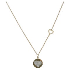 Zeghani 14K Yellow Gold .10 CTW Diamond Heart Disc Necklace