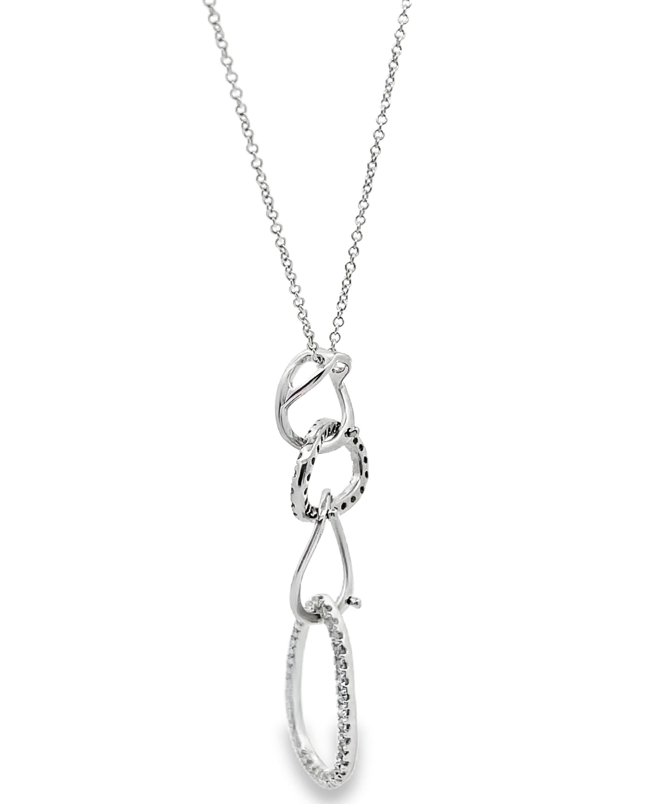 Zeghani ZP161 Collana con pendente a incastro in oro bianco 14K con diamanti rotondi da 0,38 carati.

- Può essere indossato a 16 o 18 pollici di lunghezza