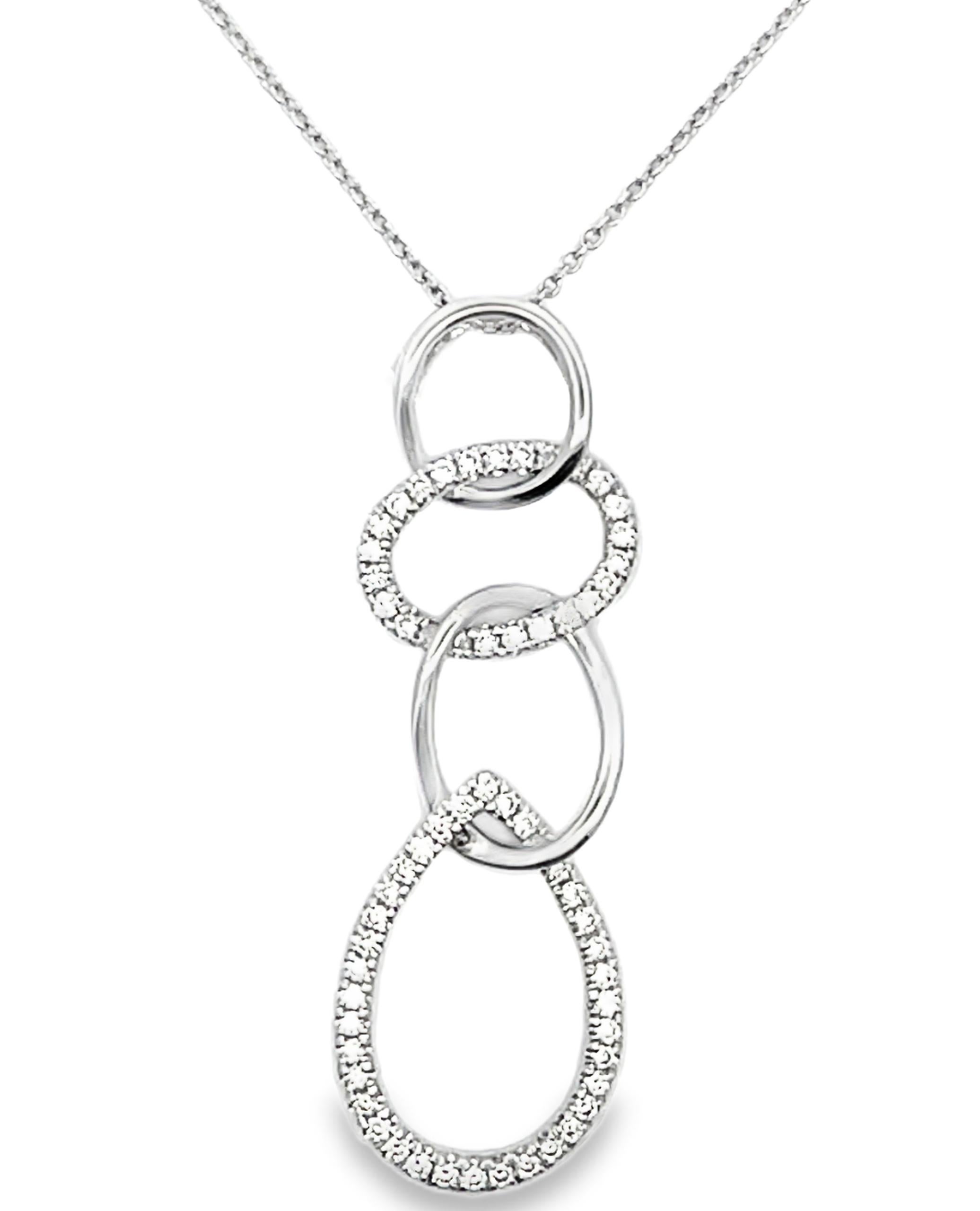 Zeghani ZP161 Collana con ciondolo a incastro in oro bianco 14K con diamanti da 0,38 carati In condizioni Nuovo in vendita a Old Tappan, NJ