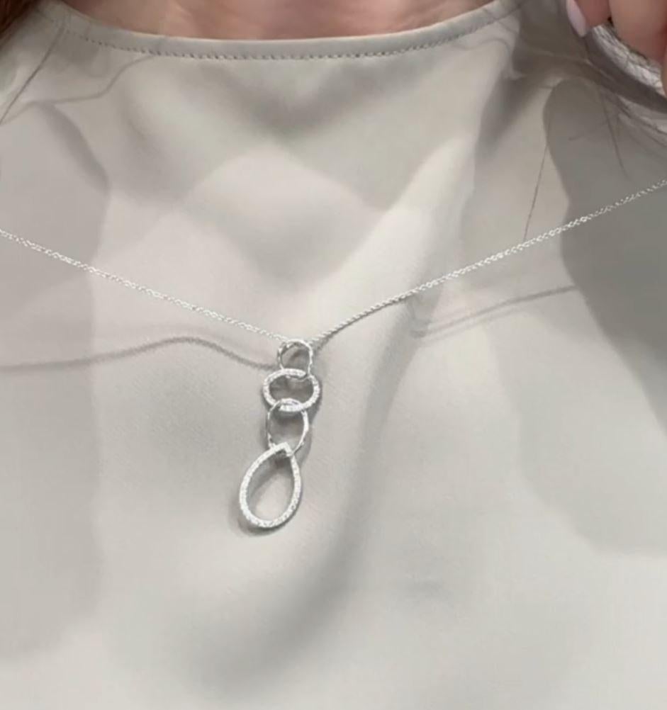 Zeghani ZP161 Collana con ciondolo a incastro in oro bianco 14K con diamanti da 0,38 carati in vendita 4