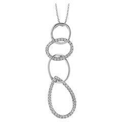 Zeghani ZP161 14K White Gold Interlocking 0.38 Carat Diamond Pendant Necklace