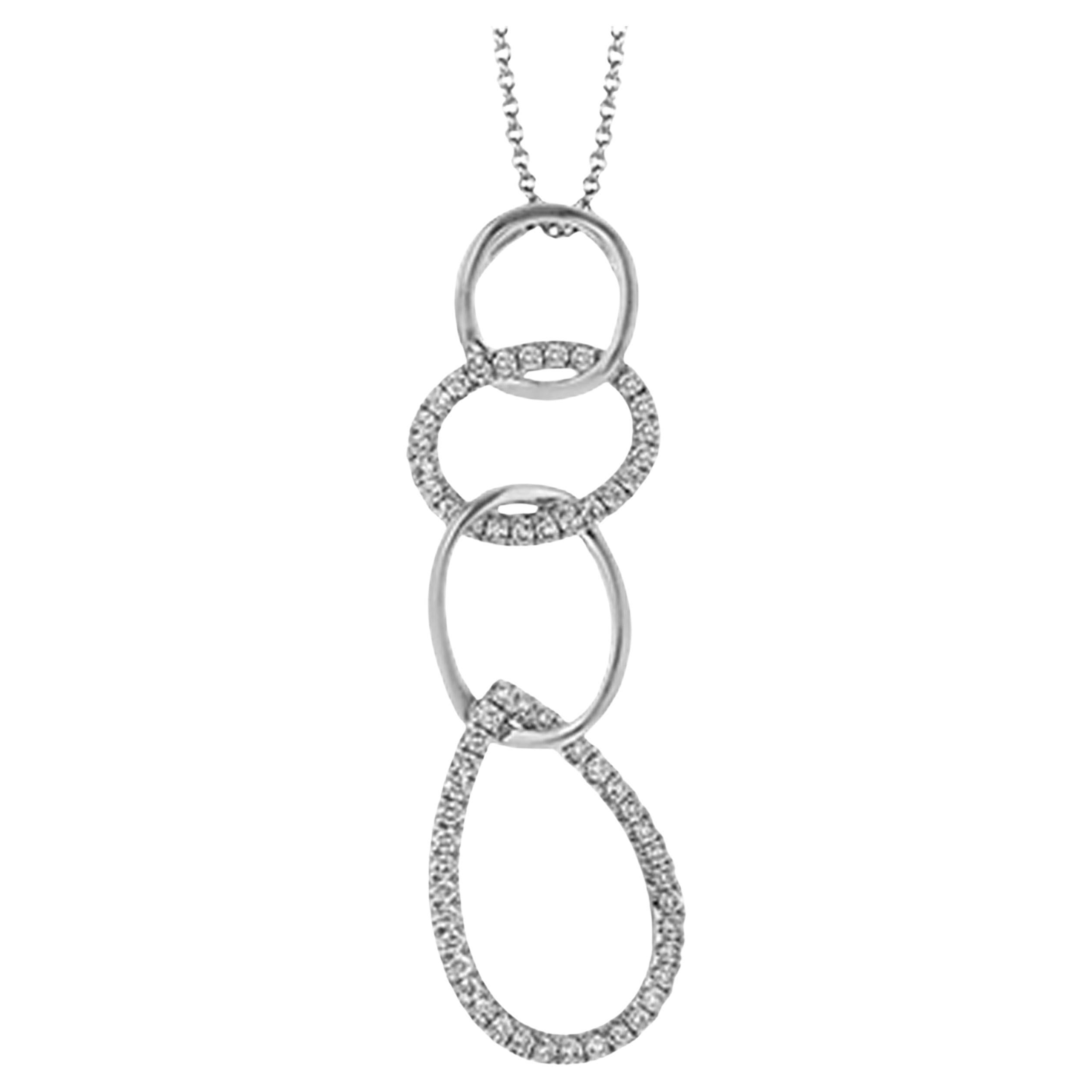 Zeghani ZP161 Collana con ciondolo a incastro in oro bianco 14K con diamanti da 0,38 carati in vendita
