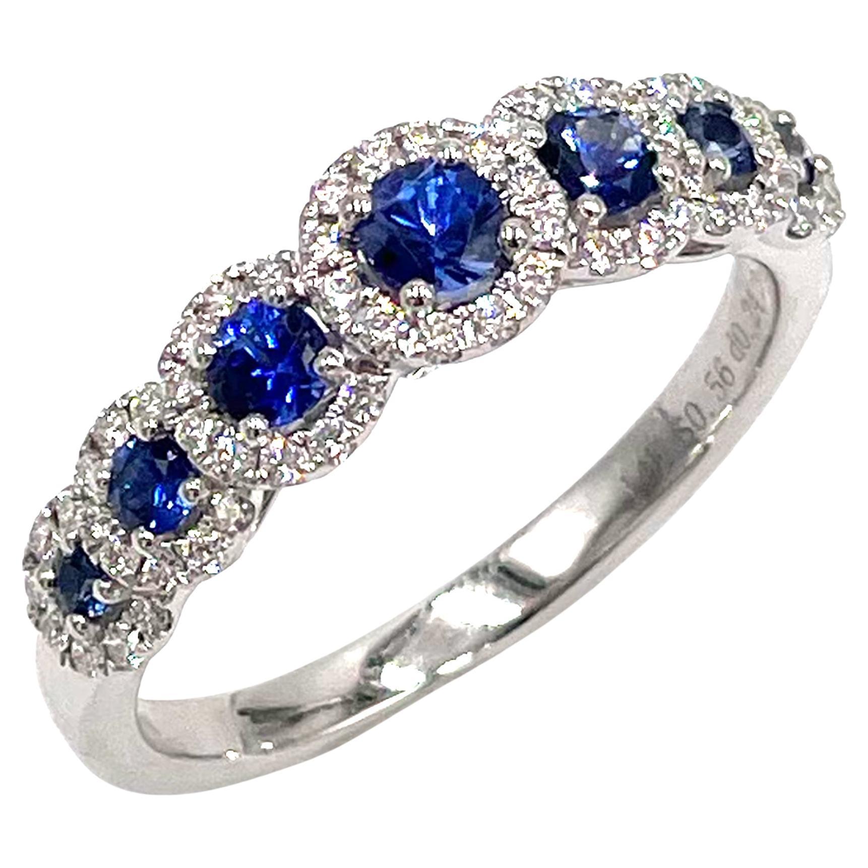 Anello a fascia con zaffiri tondi e diamanti tondi Zeghani ZR1150