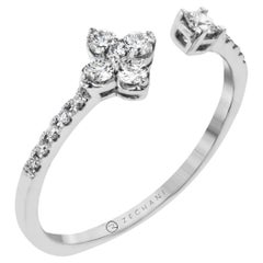 Zeghani ZR1866 14K White Gold Diamond Flower Ring 0.24 Carats