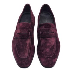 Zegna L'Asola Penny Loafers Suede in Burgundy