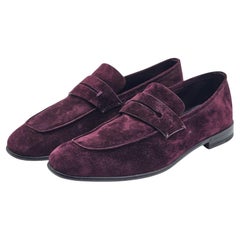 Zegna L'Asola Penny Loafers in pelle scamosciata in Borgogna