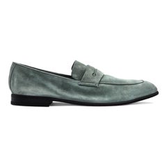 Zegna L'Asola Penny Loafers Suede in Green