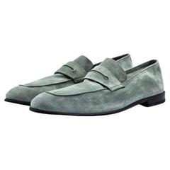 Zegna L'Asola Penny Loafers Suede in Green