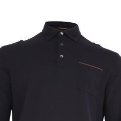 Polo à manches longues Zegna en coton bleu marine