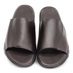 Zegna Slides with Leather in Brown