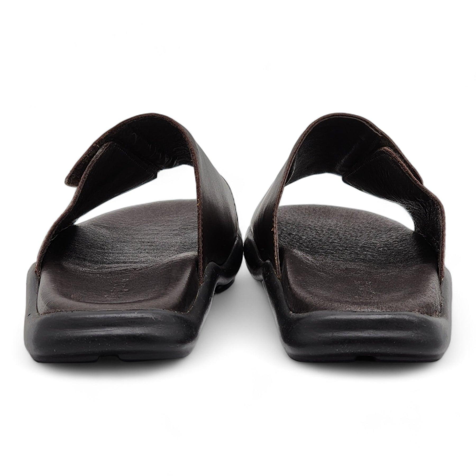 Zegna Slides mit Leder in Brown (Schwarz) im Angebot