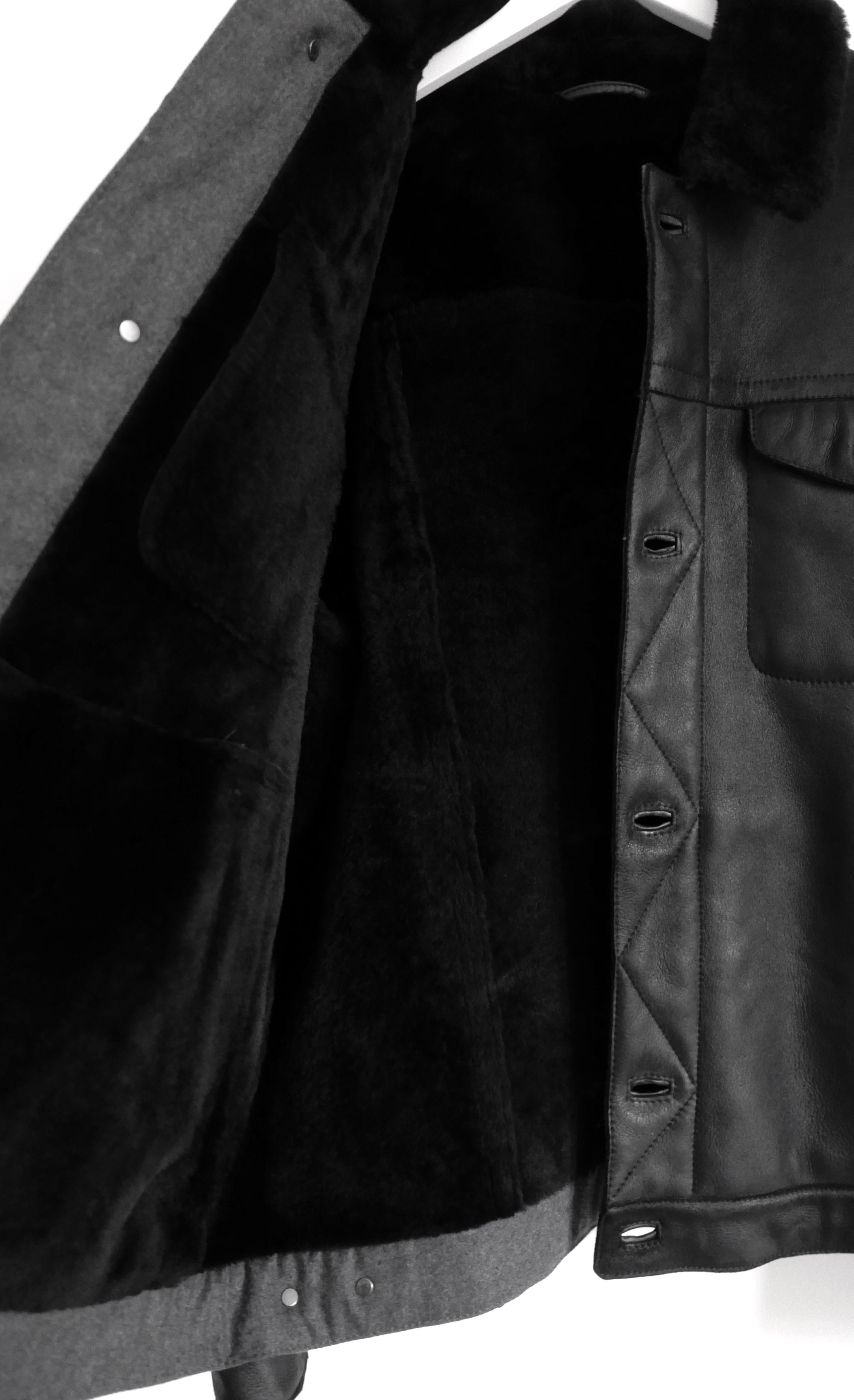 Zegna Sport Shearling Lined Lamb Leather Short Coat Jacket For Sale 2