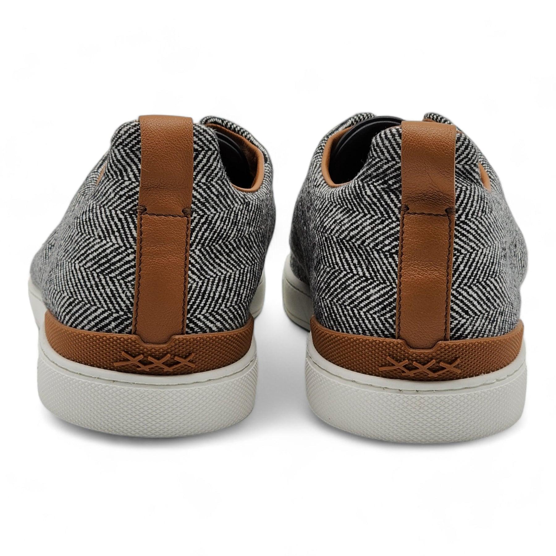Zegna #UseTheExisting Triple Stitch Wool Sneakers in Gray In Excellent Condition In Los Angeles, CA