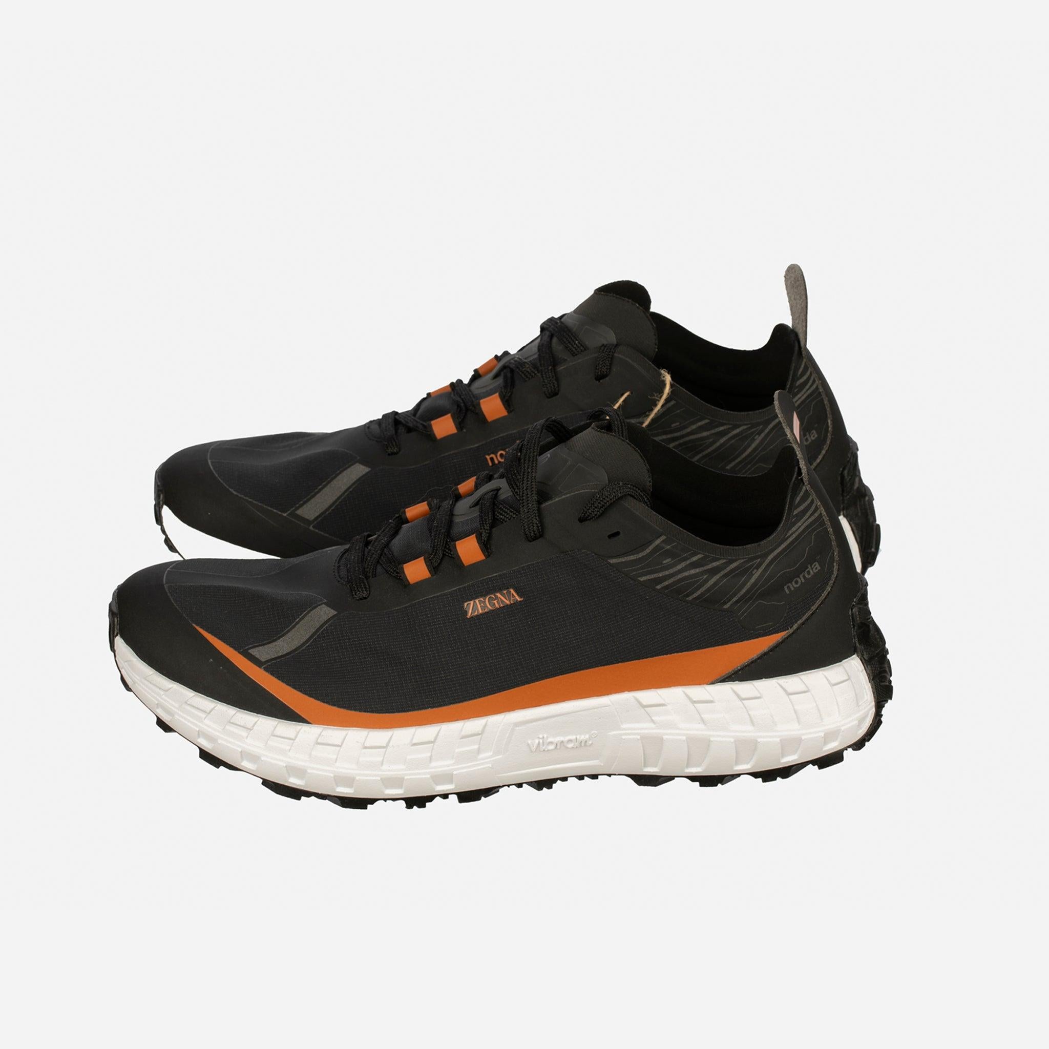 Zegna x Norda Vibram Herren Turnschuhe - Schwarz & Terracotta - Größe 11 US im Angebot 5