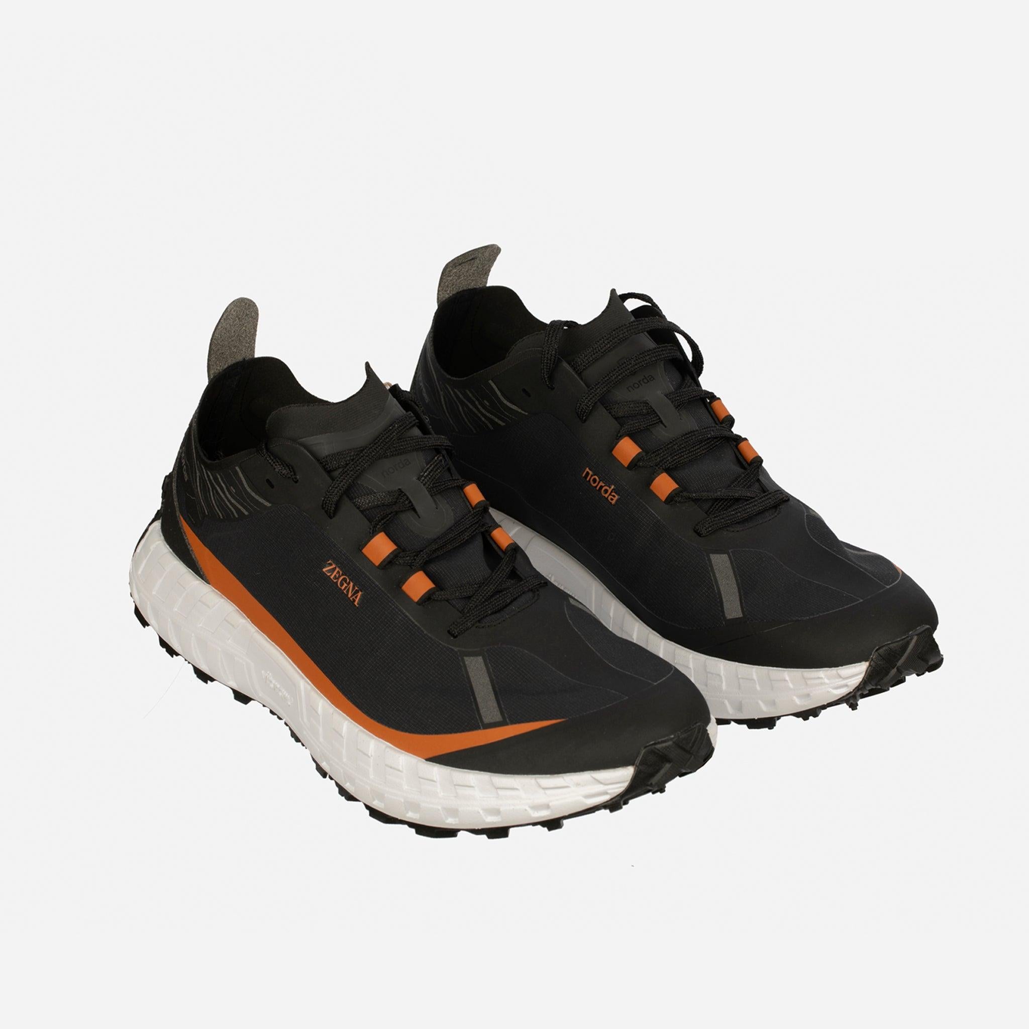 Zegna x Norda Vibram Herren Turnschuhe - Schwarz & Terracotta - Größe 11 US im Angebot 6