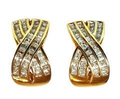 ZEI 10k Yellow & White Gold 1.68 Carat Diamond Omega Back Earrings