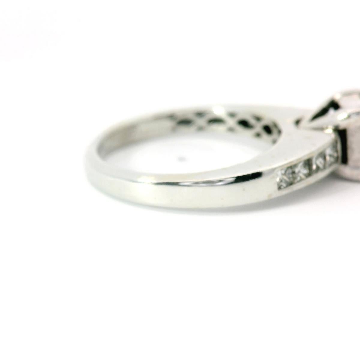 Modern ZEI Natural Diamond and 14k White Gold Engagement Ring
