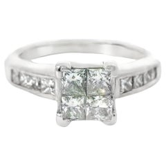 ZEI Natural Diamond and 14k White Gold Engagement Ring