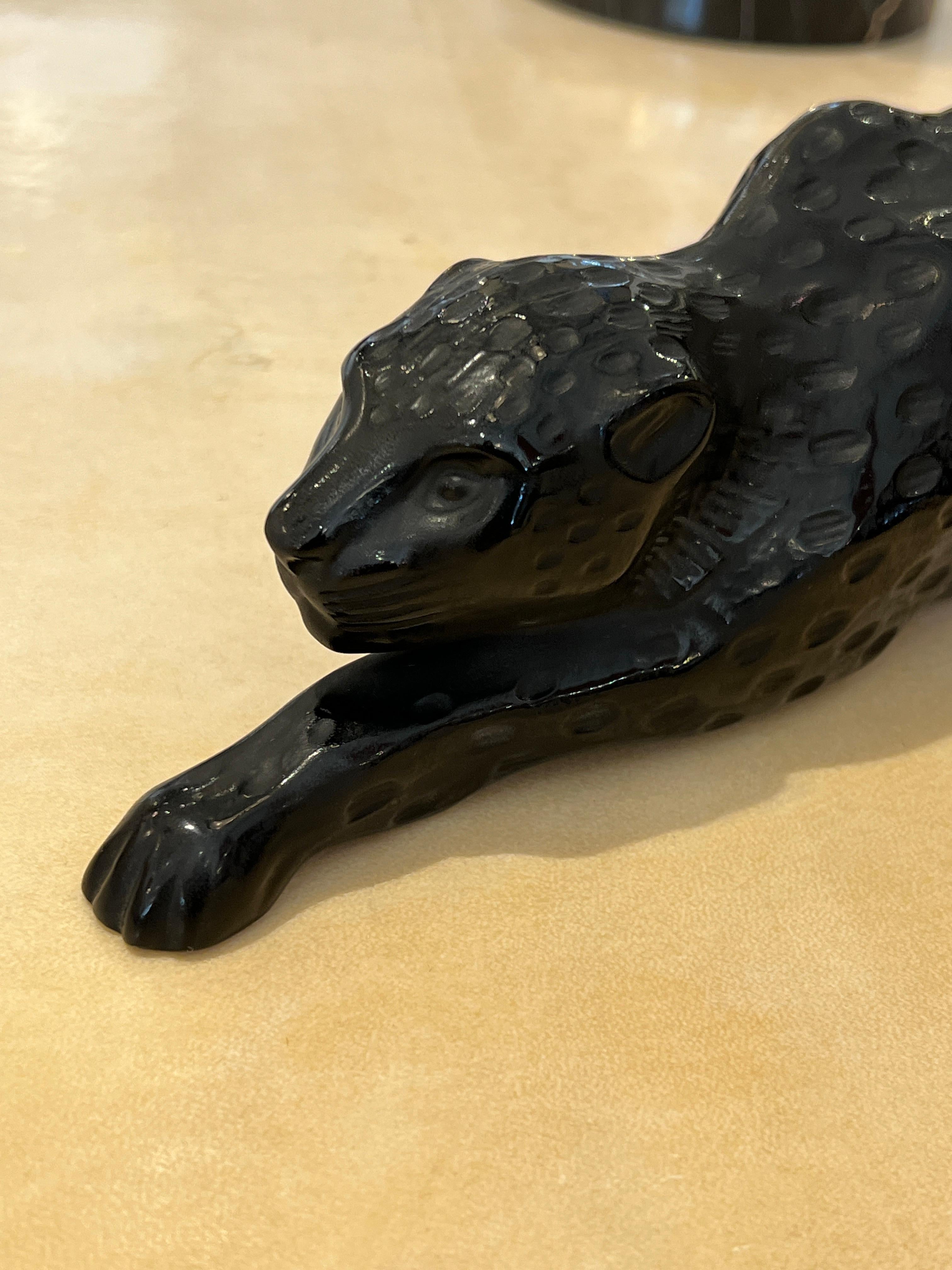Zeila Black Panther Crystal Sculpture by Lalique In Good Condition For Sale In Miami, FL