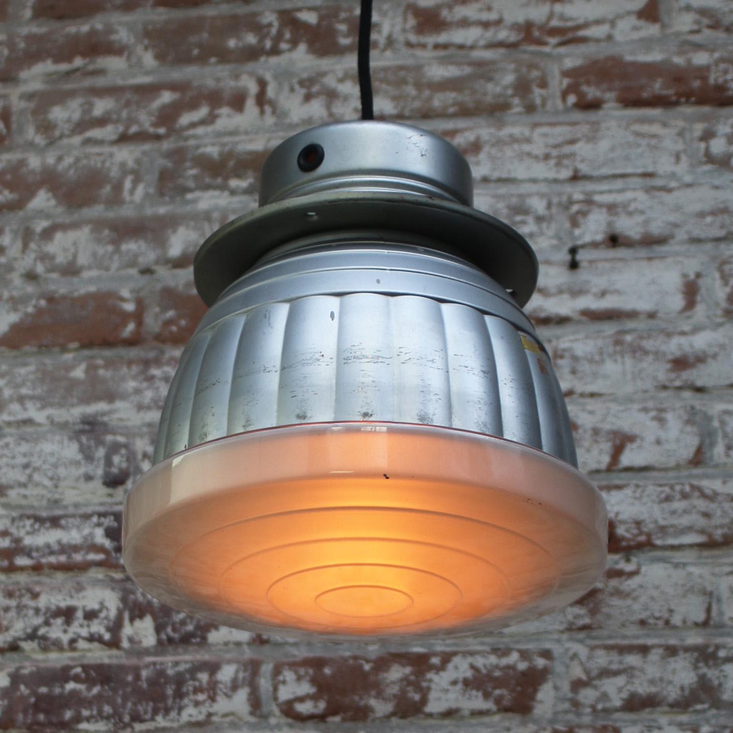 Aluminum Zeiss Ikon Mercury Glass Pendant Lights by Adolf Meyer For Sale