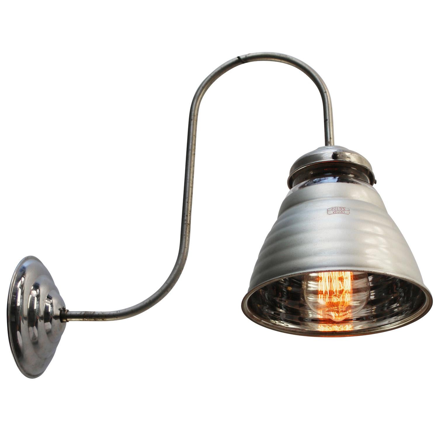 Mercury mirror glass sconce, wall lamp with Zeiss Ikon glass
Nickel glass holder and wall plate with mirror glass shade

Diameter wall mount 12.3 cm / 4.84 inches

Weight: 0.90 kg / 2 lb

Priced per individual item. All lamps have been made suitable