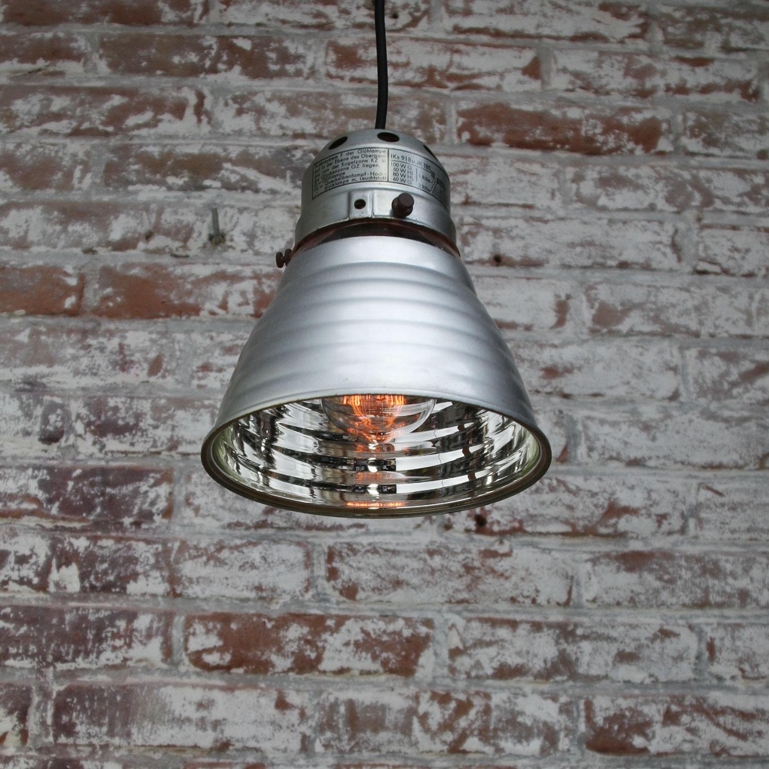 20th Century Zeiss Ikon Mirror Glass Vintage Industrial Hanging Light Pendant