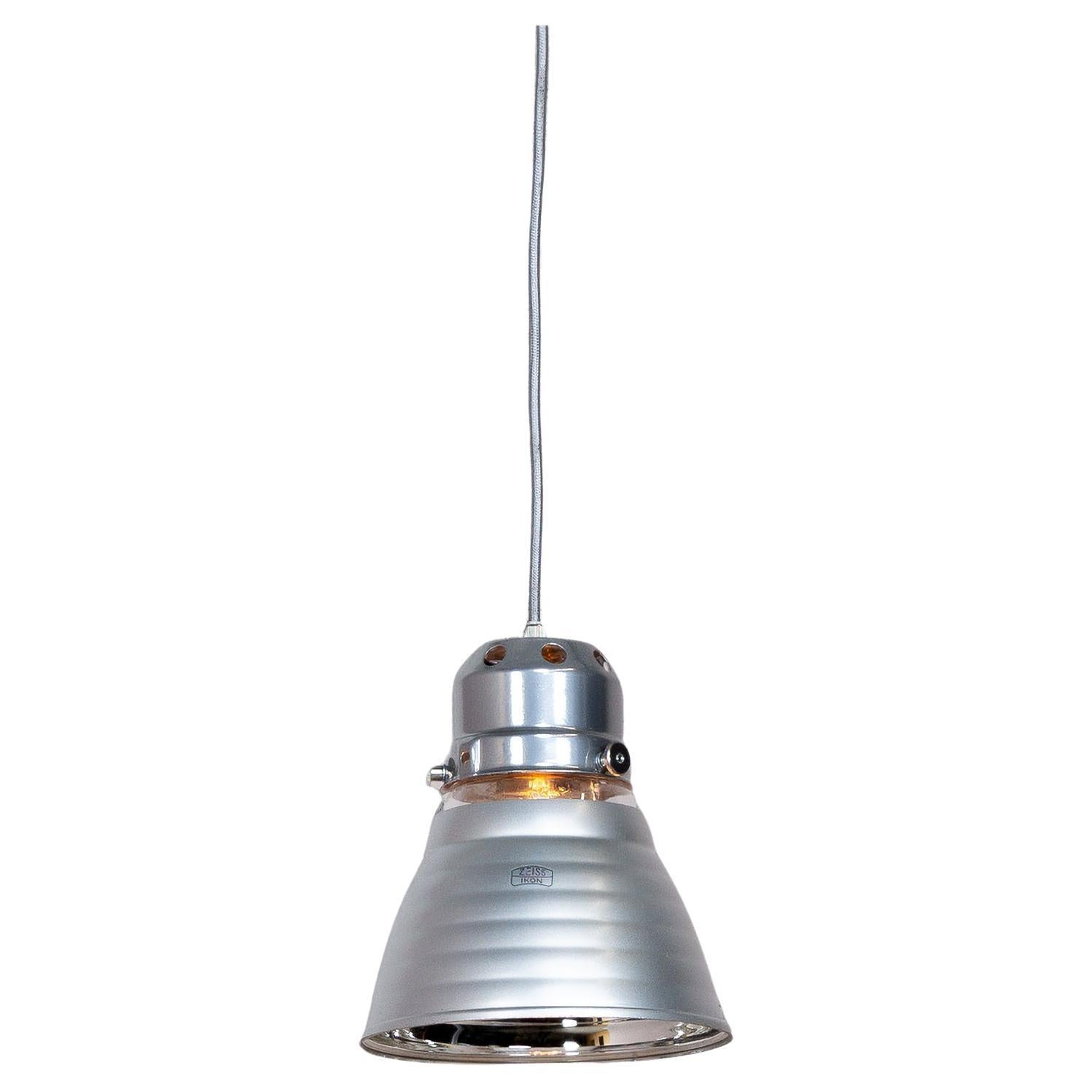 Zeiss Ikon Vintage Industrial Hanging Light Pendant Special Edition Chrome For Sale