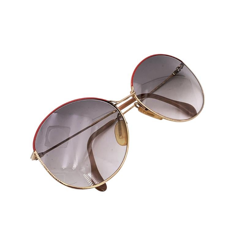 Lunettes de soleil ovales Zeiss Vintage Women R 6804 2490 56/16 130 mm Rouge Pour femmes en vente