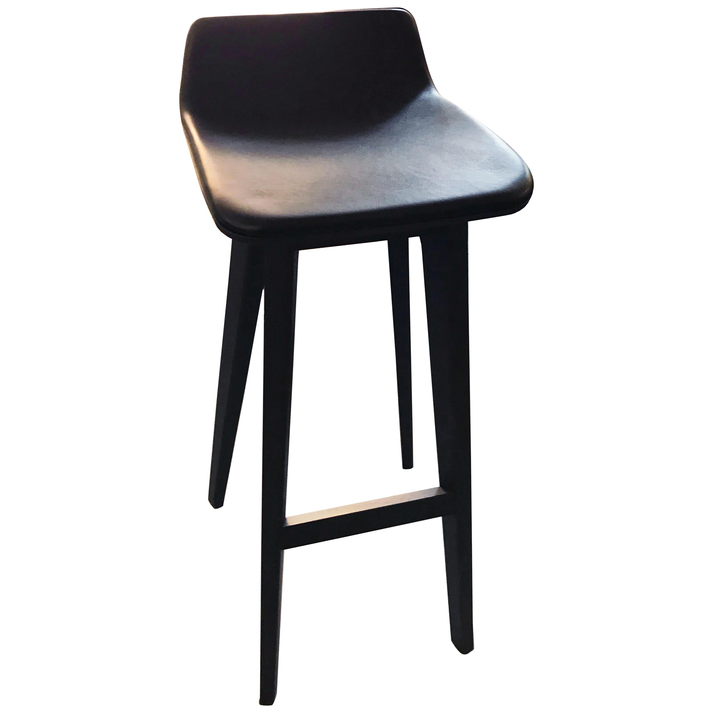 Zeitraum Morph Oak Black Stained Stool with Black Leather Seat