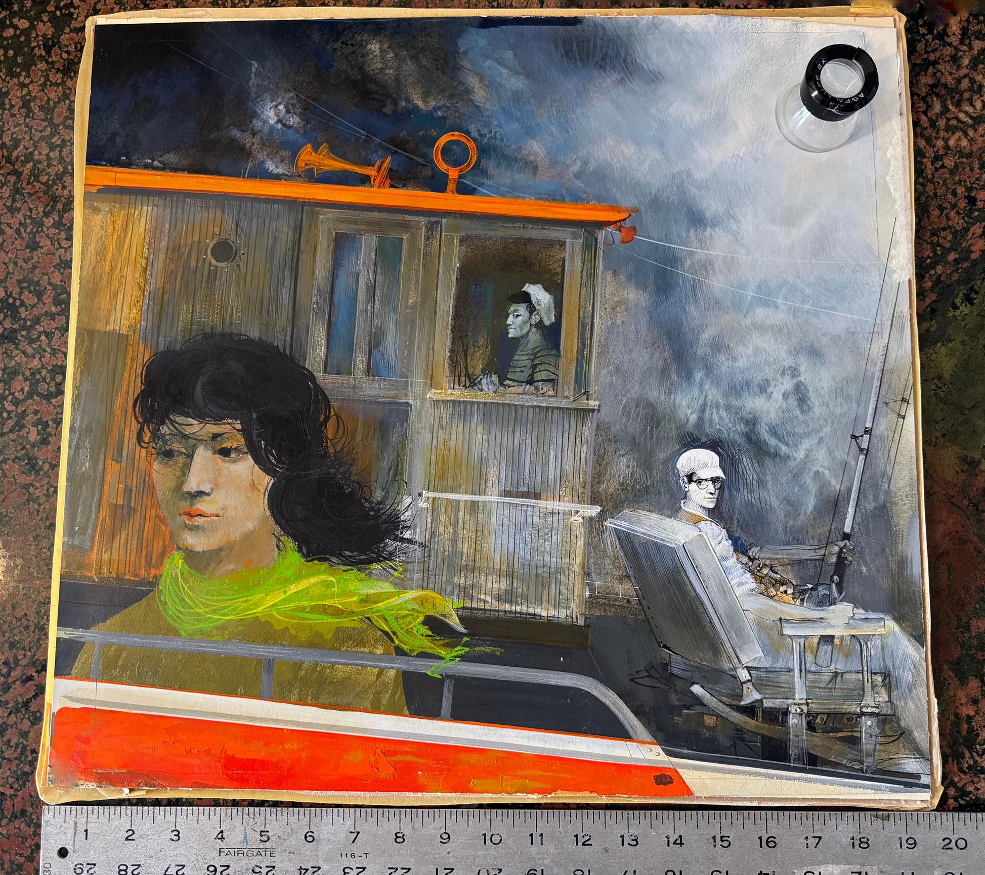 Romantisches Liebesdreieck auf Fischerboot - Mitte des Jahrhunderts im Angebot 7