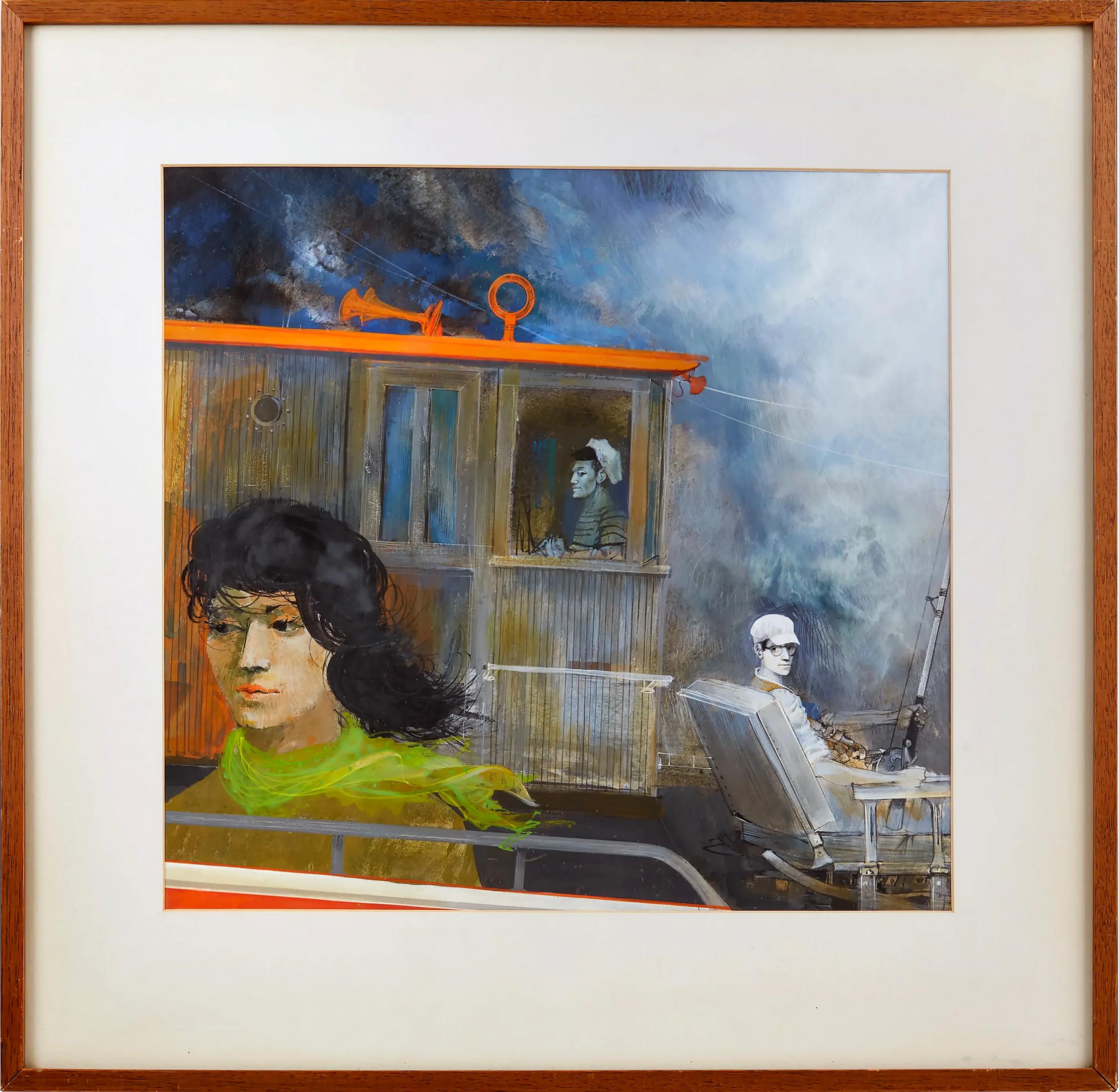 Romantisches Liebesdreieck auf Fischerboot - Mitte des Jahrhunderts im Angebot 9