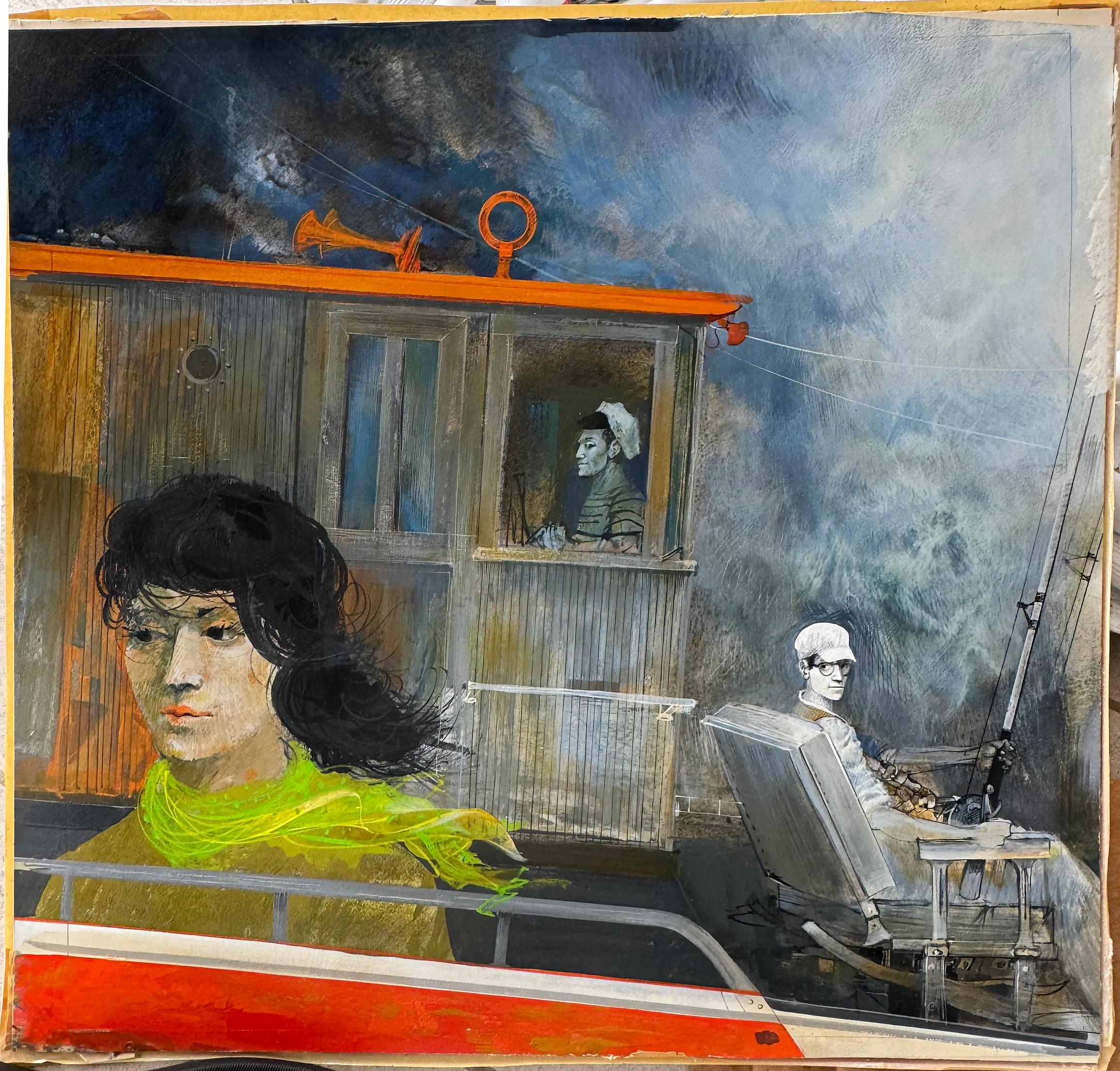 Romantisches Liebesdreieck auf Fischerboot - Mitte des Jahrhunderts im Angebot 10