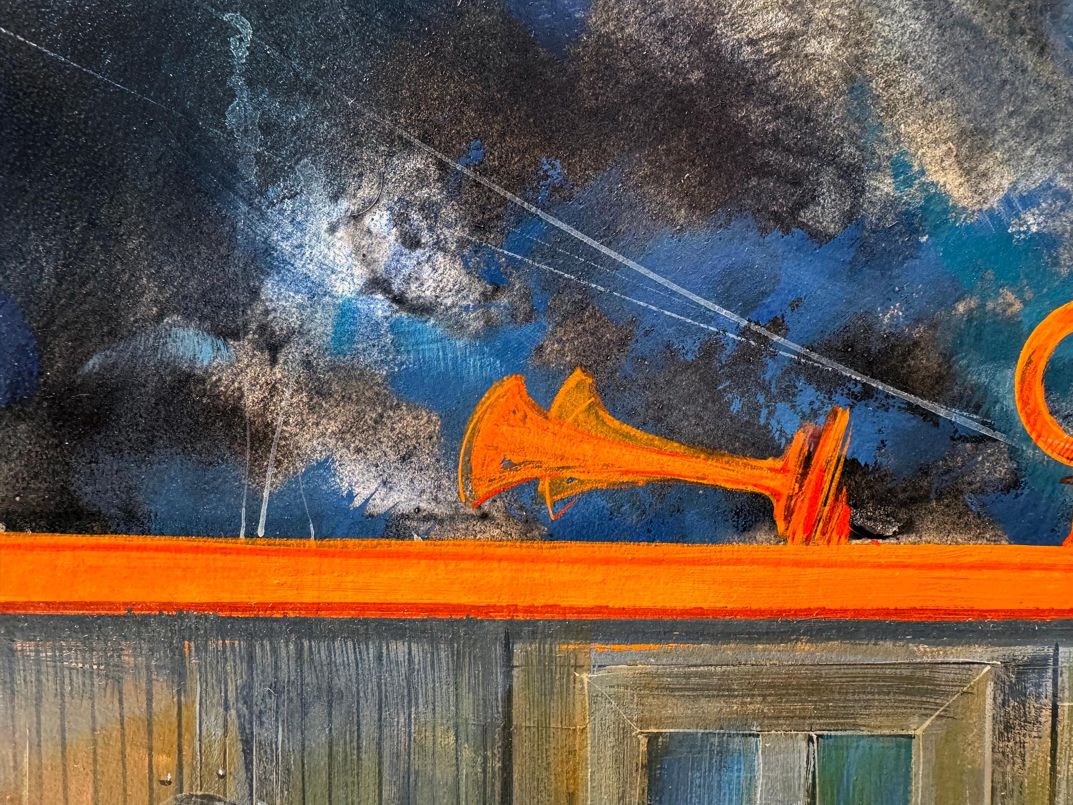 Romantisches Liebesdreieck auf Fischerboot - Mitte des Jahrhunderts (Amerikanische Moderne), Painting, von Zeke Ziner