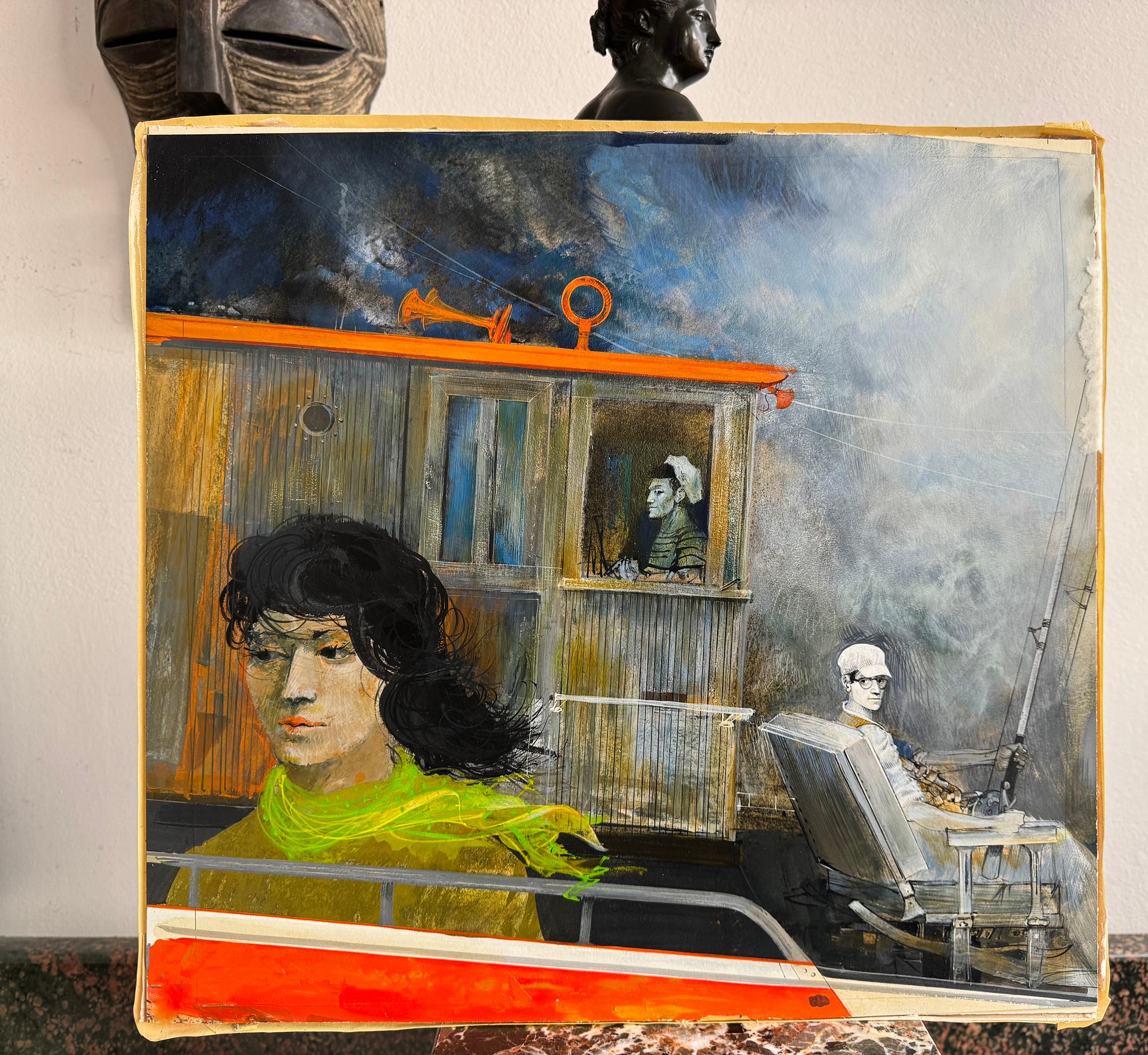 Romantisches Liebesdreieck auf Fischerboot - Mitte des Jahrhunderts im Angebot 4