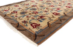 Zeki Muren Distressed Vintage Sivas Rug with Japanese Prairie Style