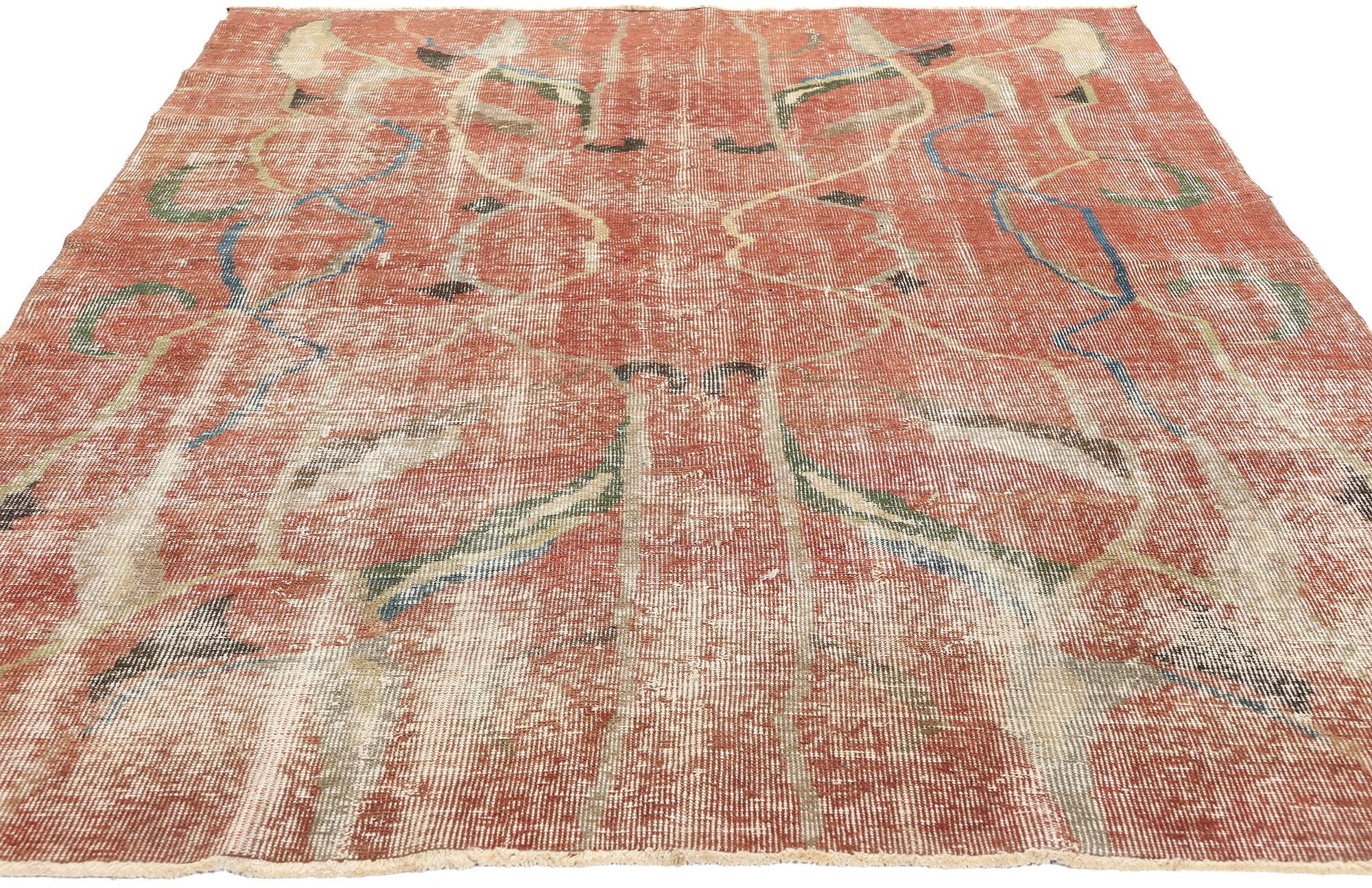 Türkischer Sivas-Teppich im Vintage-Stil von Zeki Muren im Used-Look (Expressionismus) im Angebot