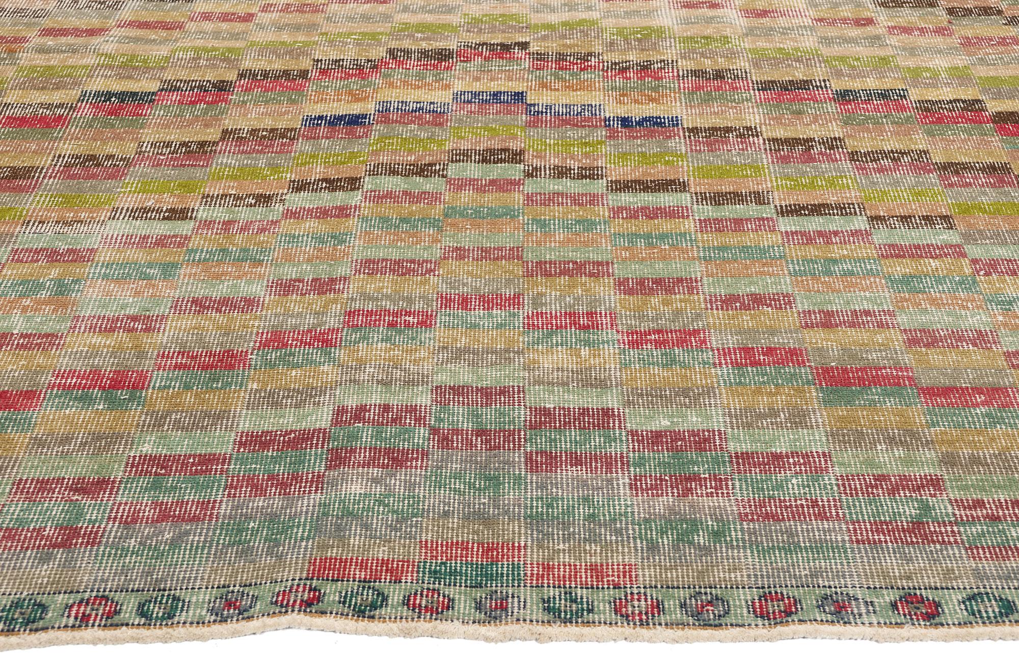 Türkischer Sivas-Teppich im Vintage-Stil von Zeki Muren im Used-Look (Handgeknüpft) im Angebot
