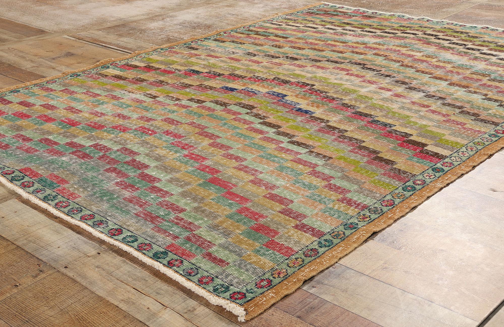 Türkischer Sivas-Teppich im Vintage-Stil von Zeki Muren im Used-Look (Wolle) im Angebot