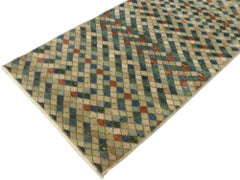 Zeki Muren Distressed Vintage Turkish Sivas Rug Inspired by Theo van Doesburg