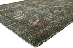 Zeki Muren Distressed Vintage Turkish Sivas Rug with Biophilic Prairie Style