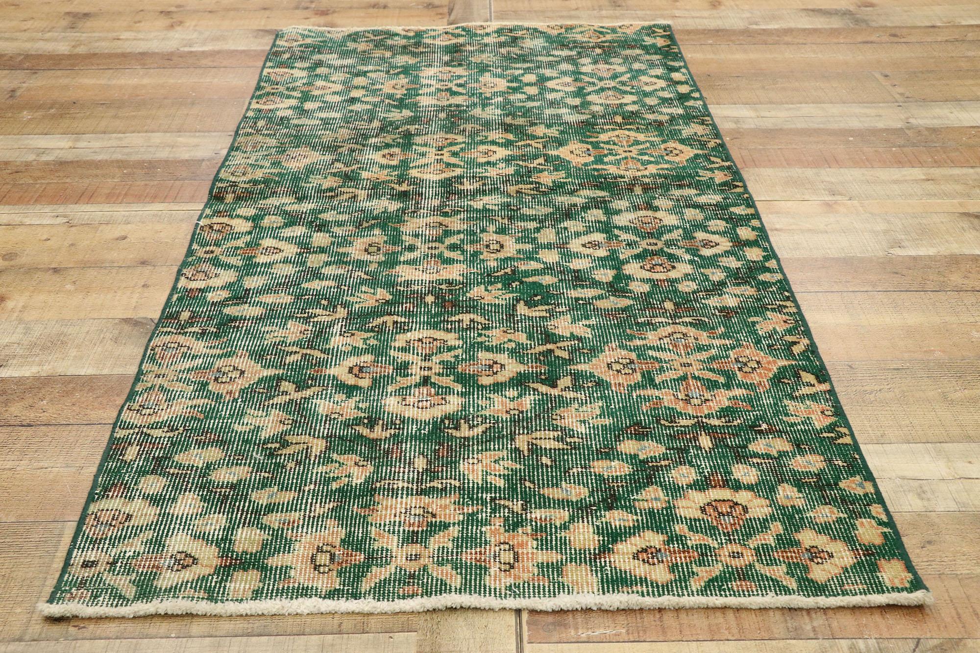 Zeki Muren Türkischer Sivas-Teppich im Vintage-Stil mit Biophilem Prairie-Stil, Zeki Muren (Wolle) im Angebot