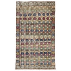 Zeki Muren Distressed Vintage Turkish Sivas Rug with English Chintz Style