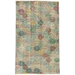 Zeki Muren Distressed Vintage Turkish Sivas Rug with English Chintz Style