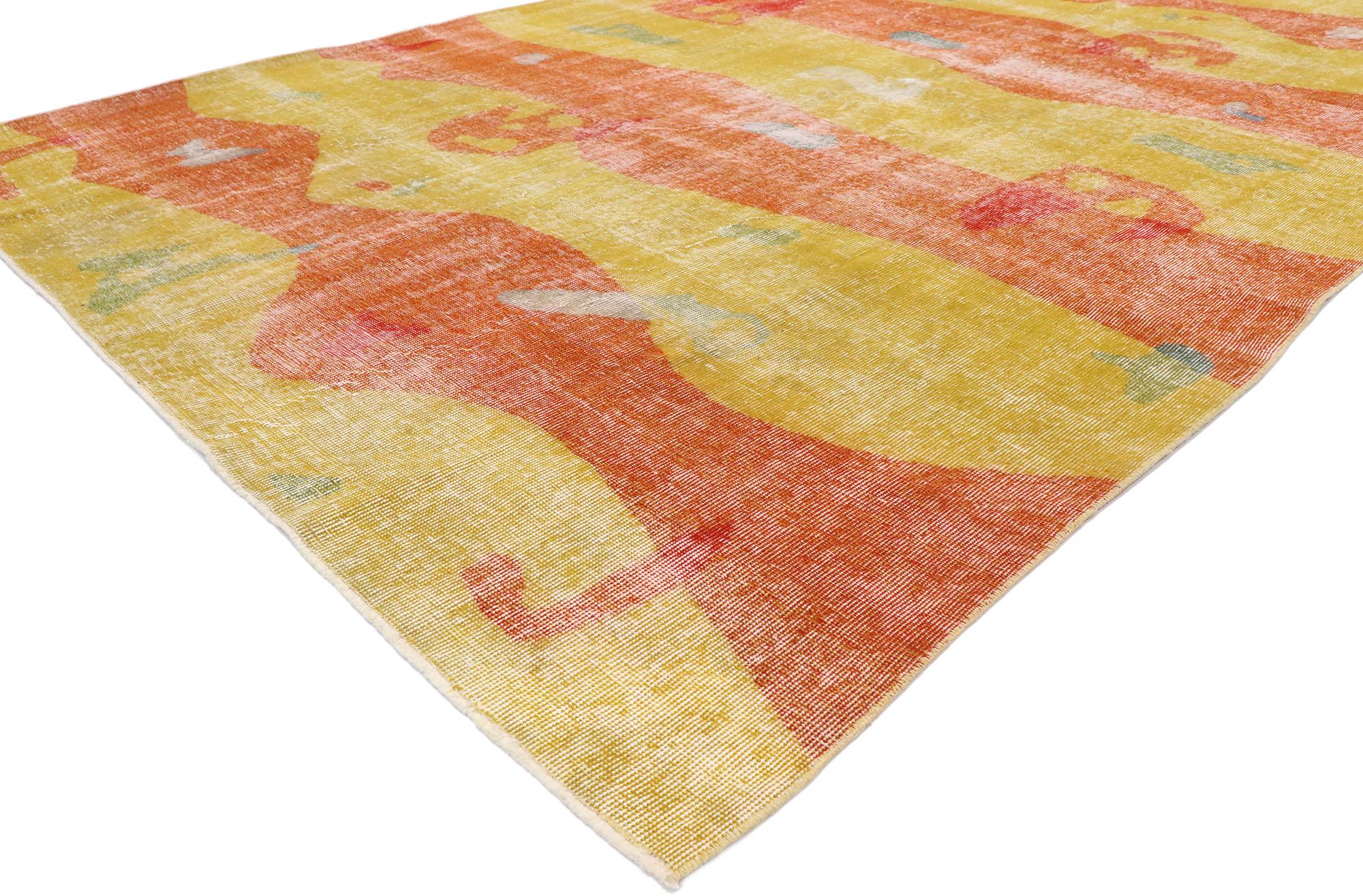 Hand-Knotted Zeki Muren Distressed Vintage Turkish Sivas Rug with Expressionist Style For Sale