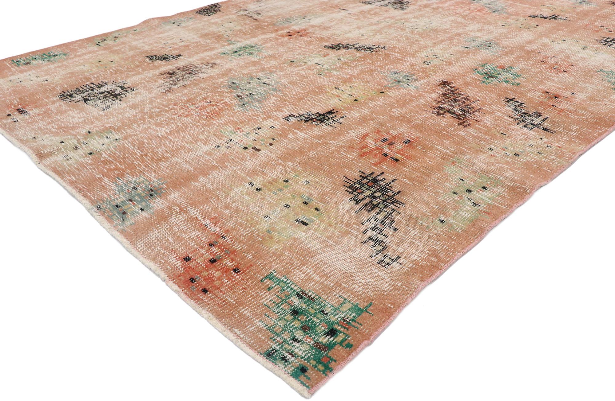 Hand-Knotted Zeki Muren Distressed Vintage Turkish Sivas Rug with Expressionist Style For Sale