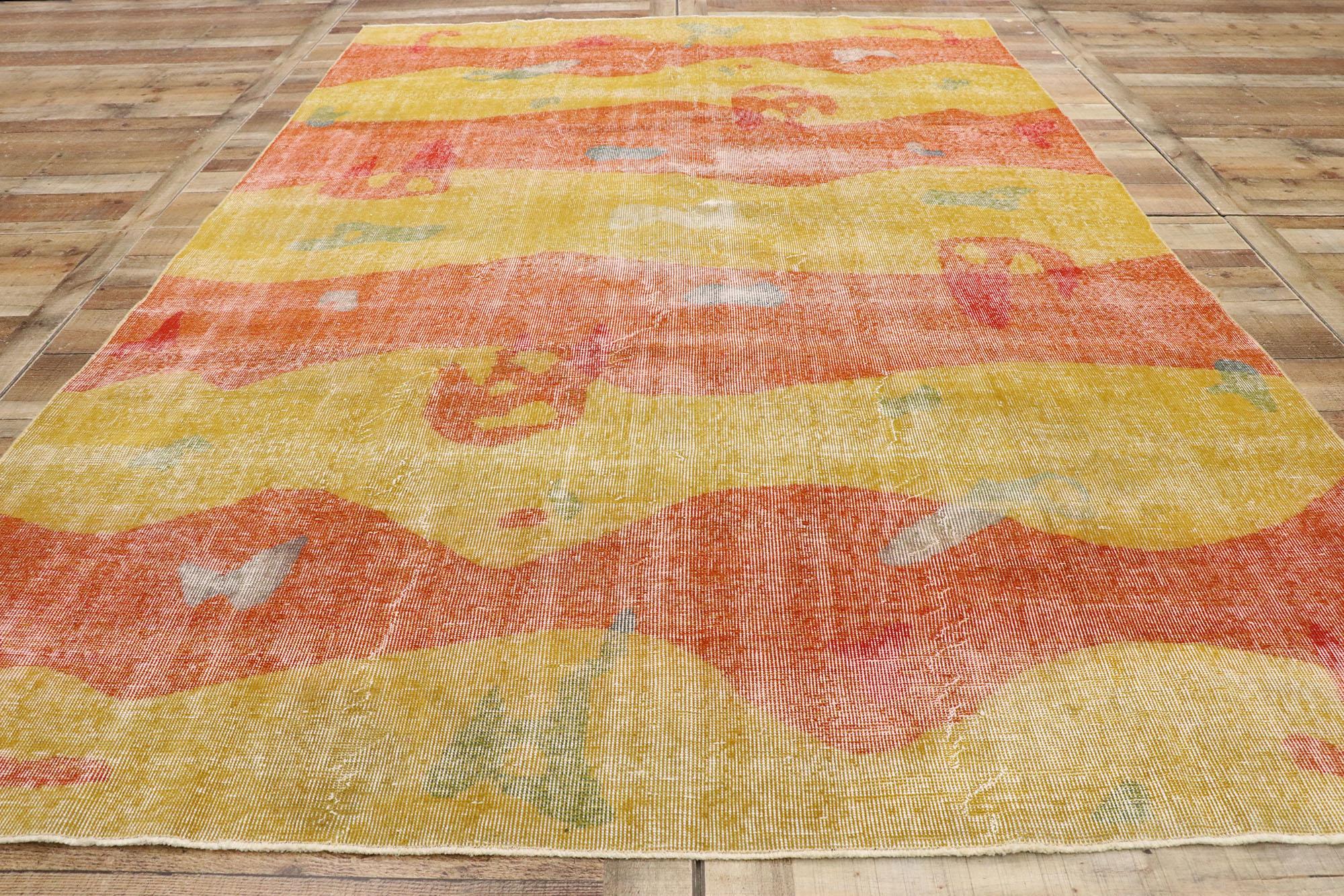 Zeki Muren Distressed Vintage Turkish Sivas Rug with Expressionist Style For Sale 2