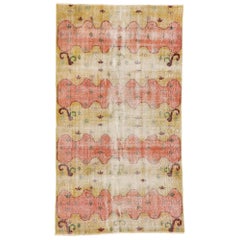 Tapis turc Sivas vintage Zeki Muren vieilli de style expressionniste