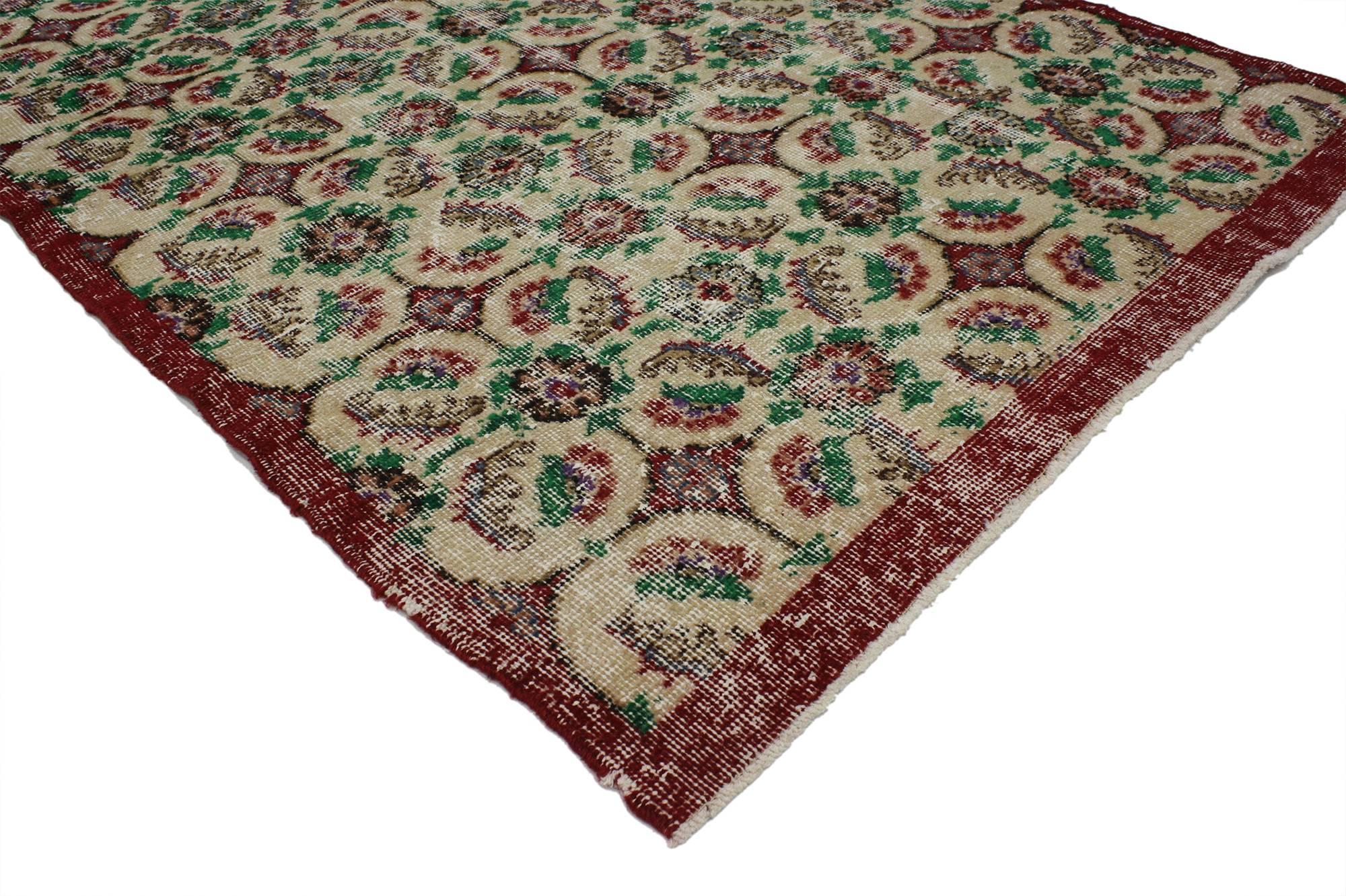 Hand-Knotted Zeki Muren Vintage Turkish Rug With French Country, Swedish Farmhouse Style For Sale